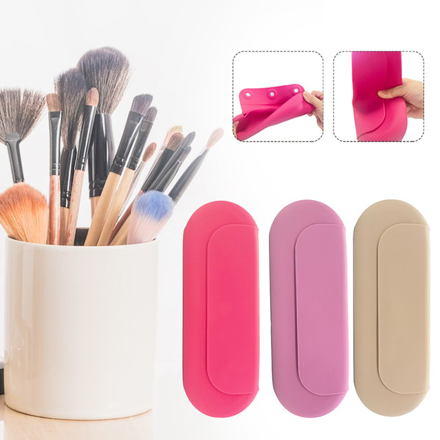 Silicone Makeup Brush Holder Travel Cosmetic Bag Soft Portable